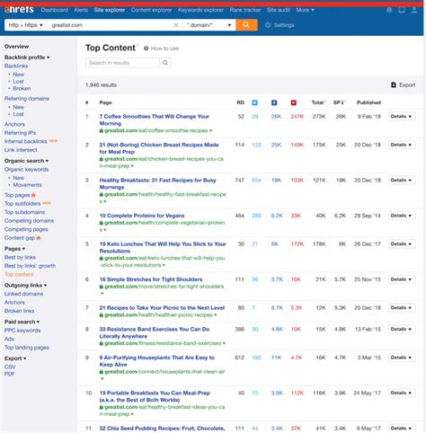 site explorer tool.